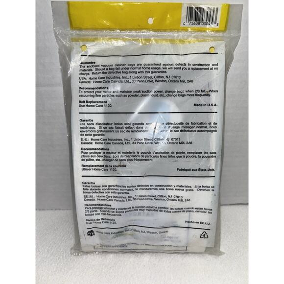 Home Care 3 Vacuum Bags 3045 Style U For Eureka White-Westinghouse 2030 New - Picture 4 of 5